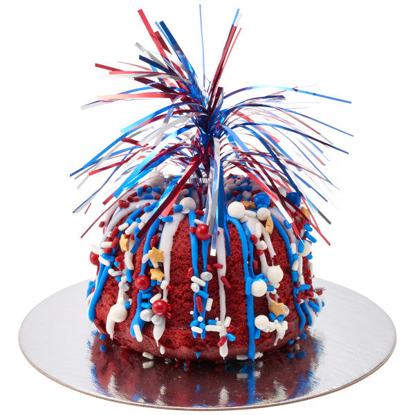 Independence Day Spray Mylar topper celebrate with congratulations Cupcake Cake Pics - set of 6