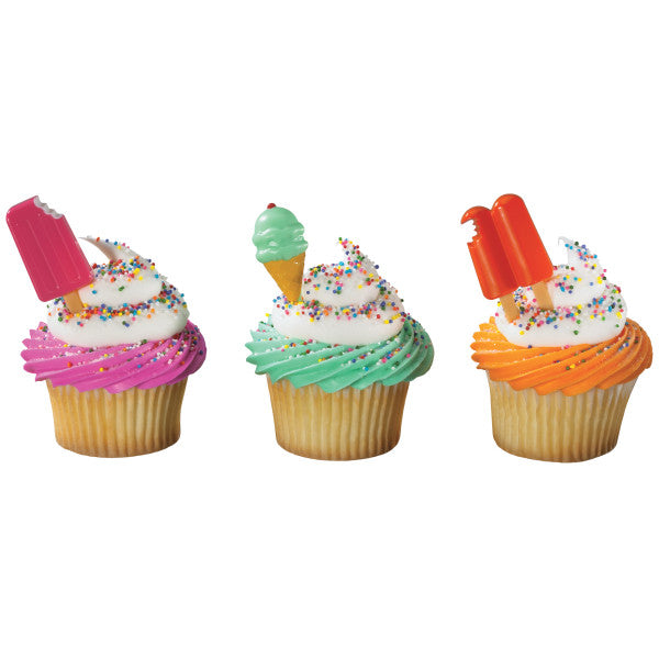Cool Treat Assortment Ice Cream Popsicle themed Cupcake Cake Decorating pics 12 set