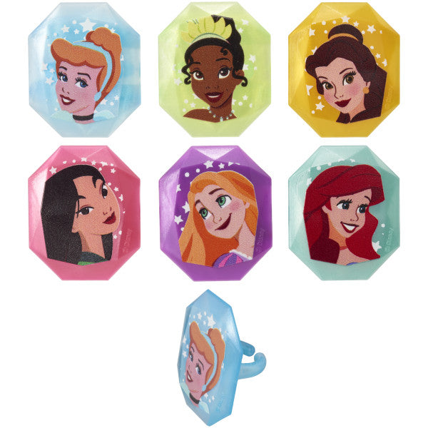 Disney Princess Characters Rings for Cupcakes and Cakes Toppers, 12 Pack