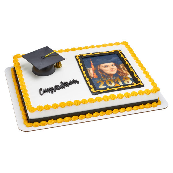 Graduation Large Black Grad Cap with Tassels Layon Cake