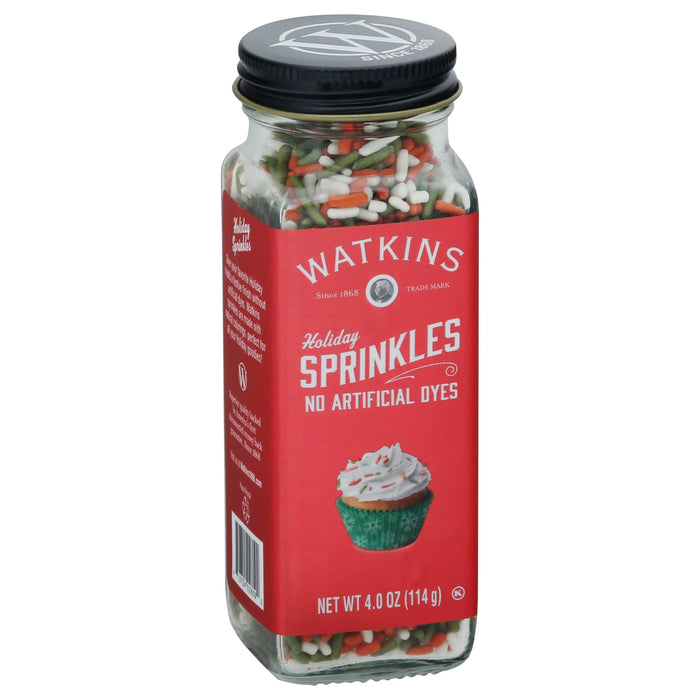 Watkins Christmas Holiday Jimmie Sprinkle mix Decorating Sugar, Non-GMO, Kosher, 4.0 Ounce Jar Dye Free