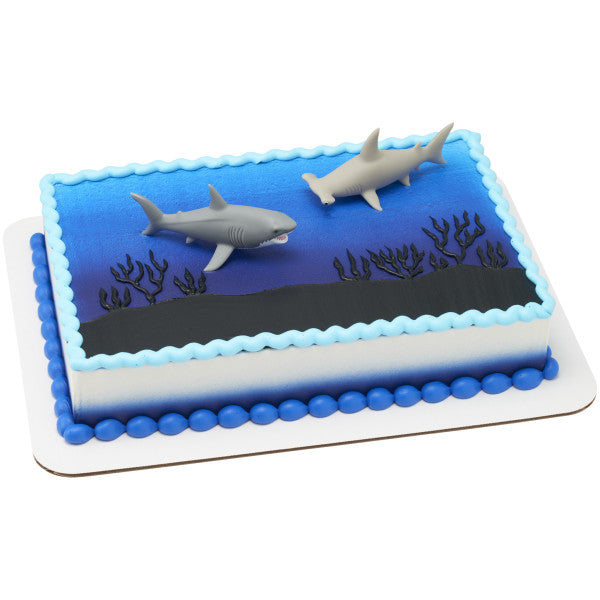 Shark Attack Hammer Head and Great White Cake Decorations Topper Set