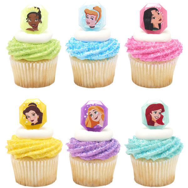 Disney Princess Characters Rings for Cupcakes and Cakes Toppers, 12 Pack