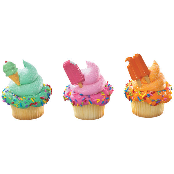 Cool Treat Assortment Ice Cream Popsicle themed Cupcake Cake Decorating pics 12 set