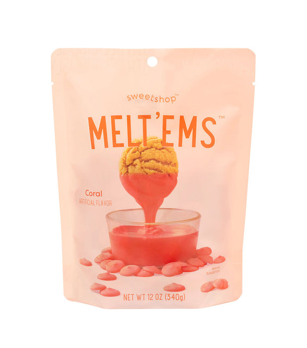 Meltems Candy Melts by Sweet Shop 12oz Chocolate Coating Dipping Drizzle -   Coral