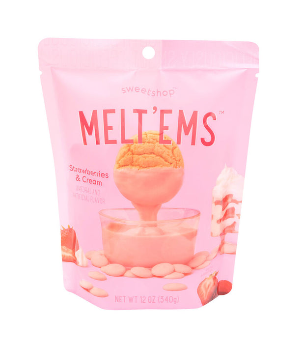 Meltems Candy Melts by Sweet Shop 12oz Chocolate Coating Dipping Drizzle -  Strawberry Cream