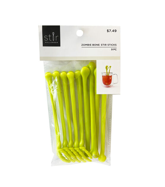 STIR Halloween 9 pk Zombie Bone Stir Sticks - Green