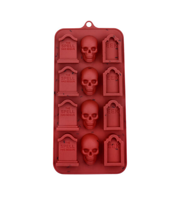 Halloween Tombstone and Skull 12pc Candy, Chocolate, Ice, Treat Mold