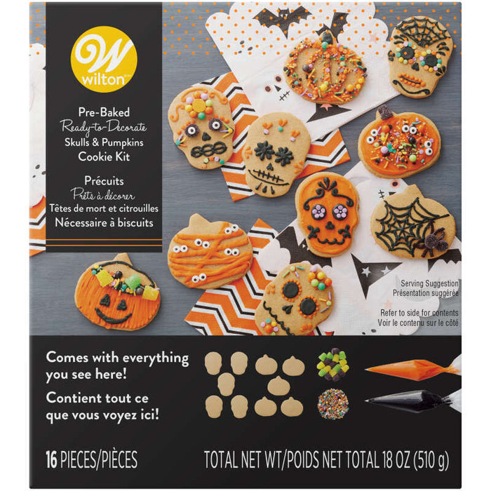 Skulls and Pumpkins Halloween Cookie Decorating Kit, 16-Piece