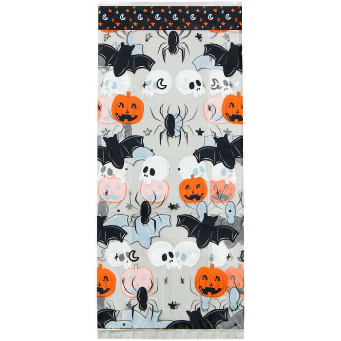 Wilton Bat, Skull, Spider and Pumpkin Halloween Treat Bags 20-Count with 20 Ties