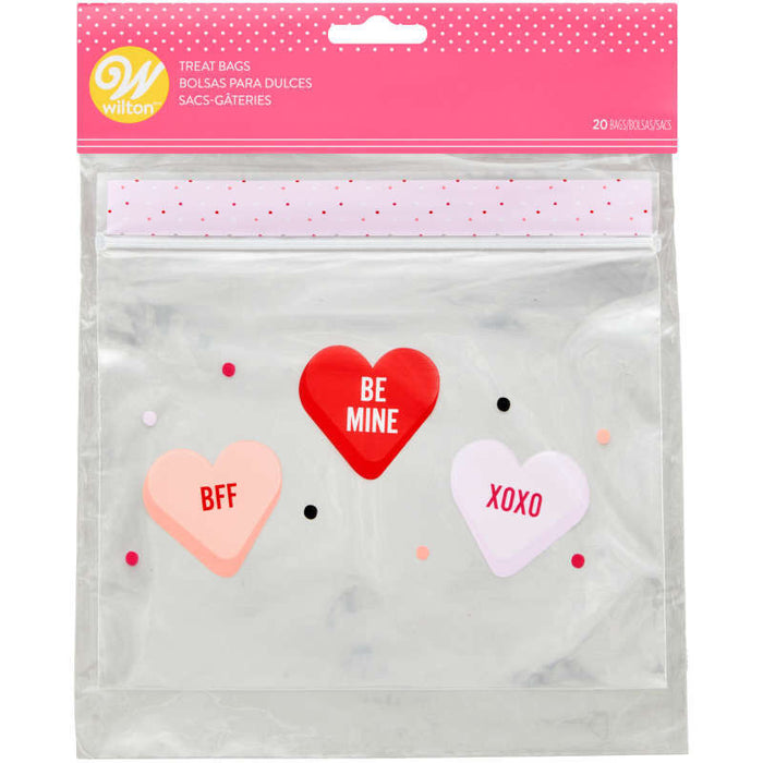 Wilton Clear Conversation Hearts Valentine's Day Resealable Treat Bags, 20-Count