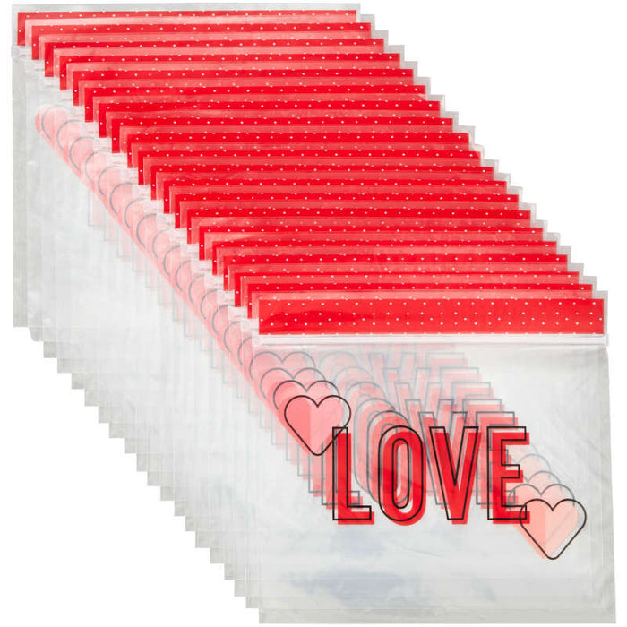 Wilton Clear “LOVE" and Hearts Valentine's Day Resealable Treat Bags, 20-Count