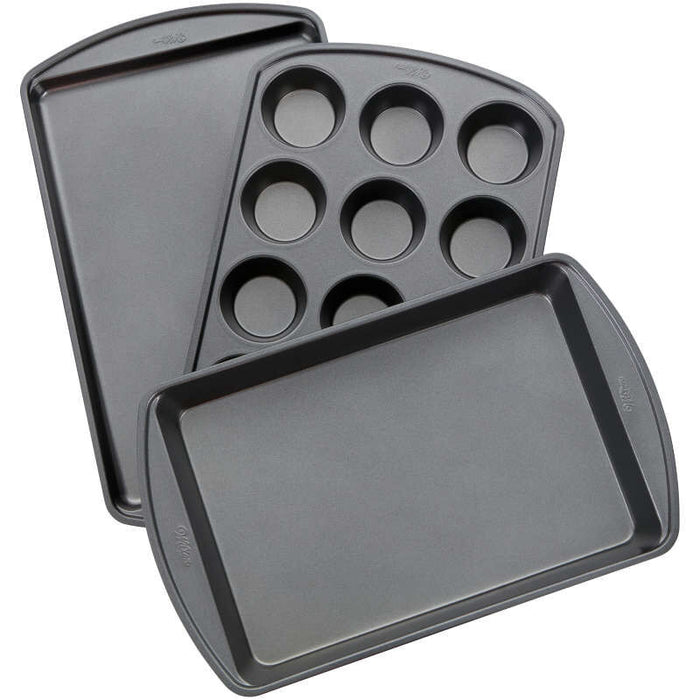 Wilton Perfect Results Muffin, Baking and Oblong Pan Bakeware Set, 3-Piece