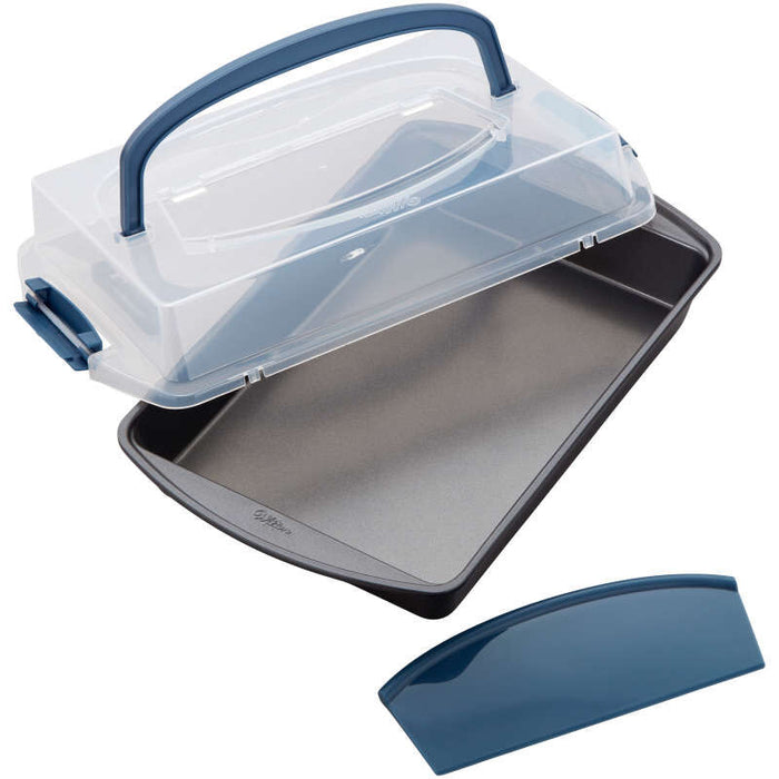 Wilton Perfect Results Oblong Cake Pan with Lid and Cutter, 3-Piece Set