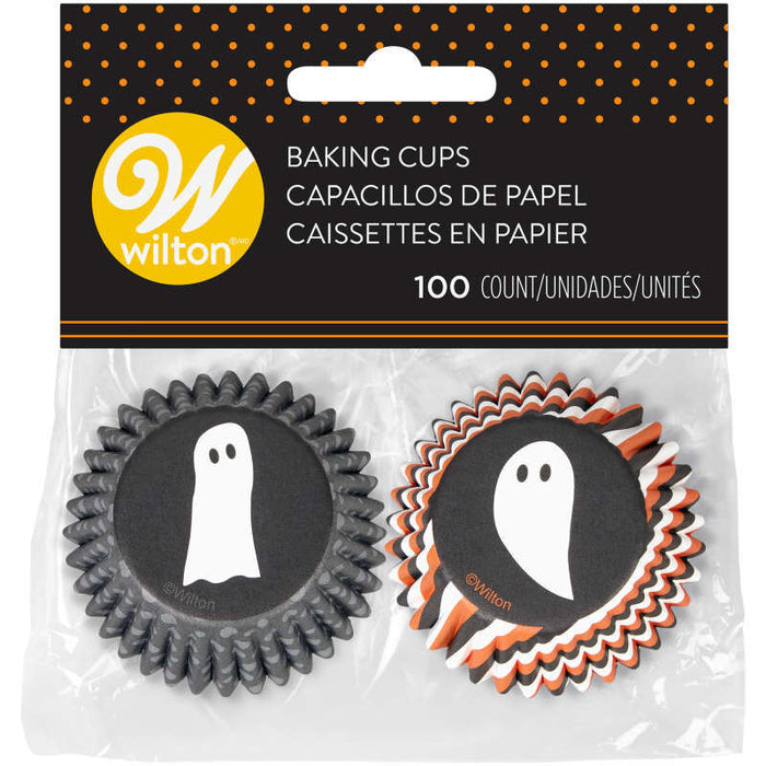 Wilton Halloween Ghosts Mini Cupcake Liners, 100-Count