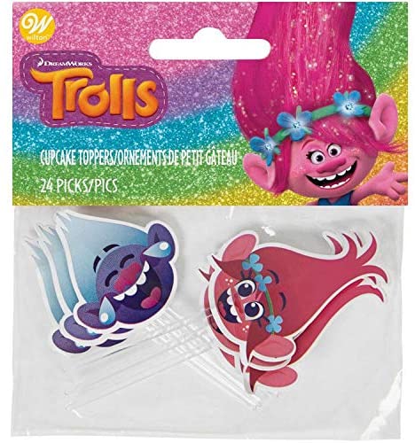 Wilton DreamWorks Trolls Cupcake Toppers, 24-Count