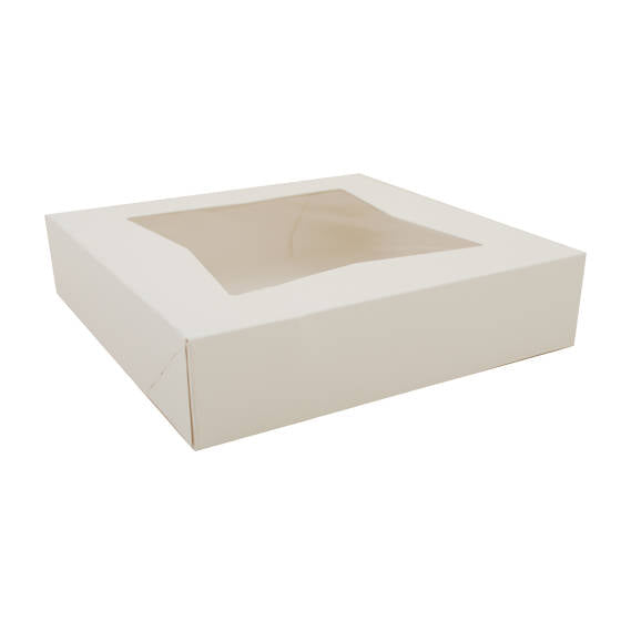 9 x 9 x 2.5" White Bakery Boxes with Window Pastry Boxes for Cakes, Cookies and Desserts