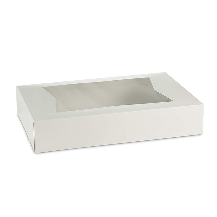 12 X 8 X 2 1/4" White Bakery Boxes with Window Pastry Boxes for Strawberries, Dessert Boxes, Donuts