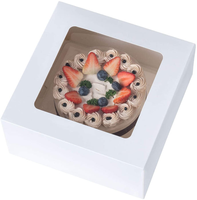10 x 10 x 5" White Bakery Boxes with Window Pastry Boxes for Cakes, Cookies and Desserts