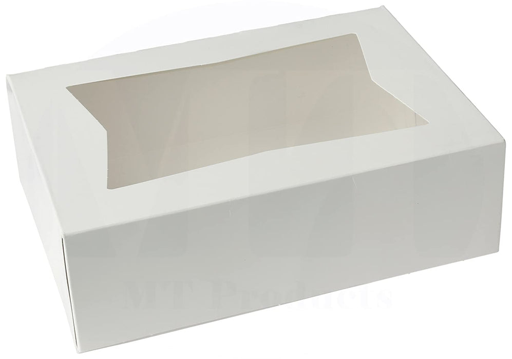 8" x 5 3/4" x 2 1/2" H White Bakery Treat Boxes with Window Pastry Boxes for Cakes, Cookies and Desserts