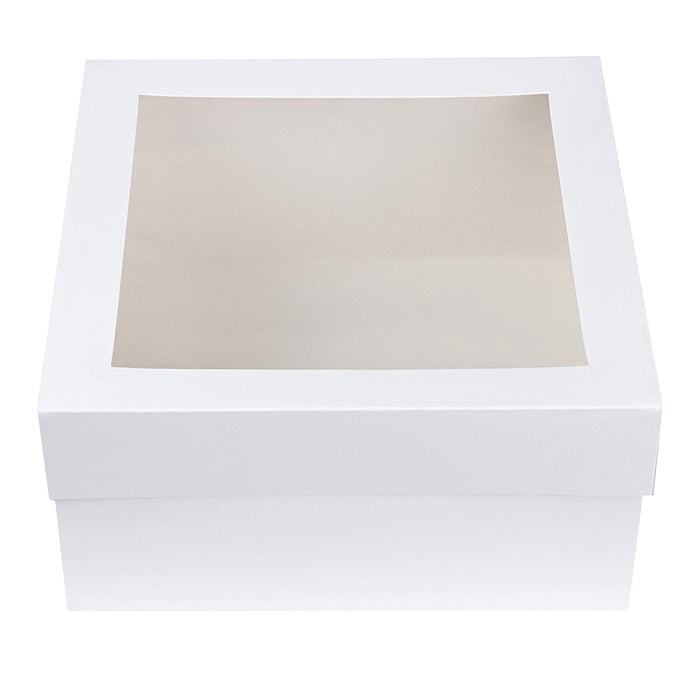 12 x 12 x 6" White Bakery Boxes with Window Pastry Boxes for Cakes, Cookies and Desserts