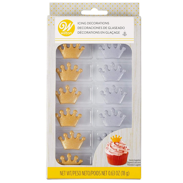 Wilton Icing Crowns - Silver & Gold Package of 12