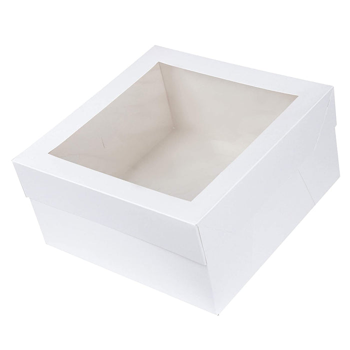 12 x 12 x 6" White Bakery Boxes with Window Pastry Boxes for Cakes, Cookies and Desserts