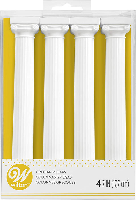 Wilton 4-Pack Grecian Pillars for Cakes, 7 inches white