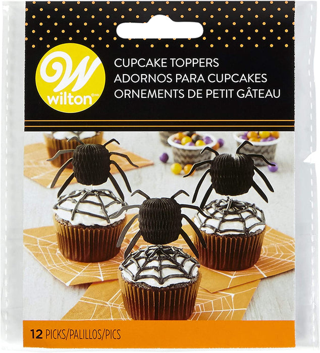 Wilton Cupcake Toppers 12/Pkg-Honeycomb Spiders