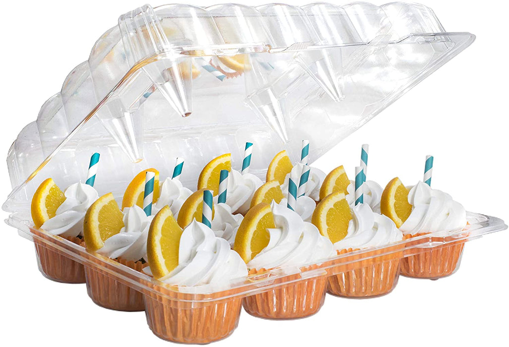 Plastic Cupcake Containers Holder Carrier, Holds 1 dozen - BPA Free Clear Plastic