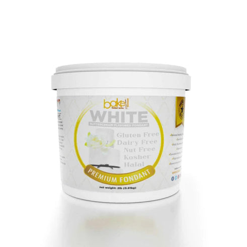 Bakell's Satin Ice 2 lb. White Premium Buttercream Fondant Tub Bucket Tropical Style