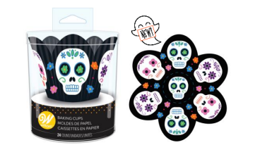 Wilton Day of the Dead Skull Petal Halloween Baking Cups cupcake liners