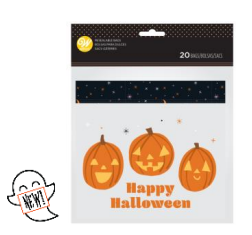 Happy Halloween with pumpkins Reseal Halloween Treat Bags 20-Count