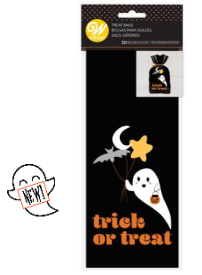 Trick or Treat with cute ghost Halloween Treat Bags 20-Count and 20 ties