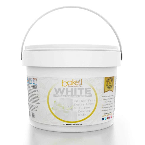 Bakell's Satin Ice 5 lb. White Vanilla Fondant Tub Bucket