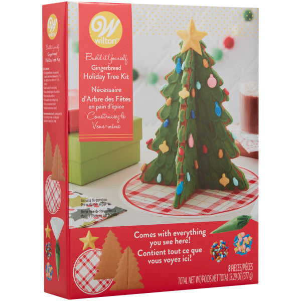Wilton Ready to Build Gingerbread Christmas Tree Kit, 8-Piece