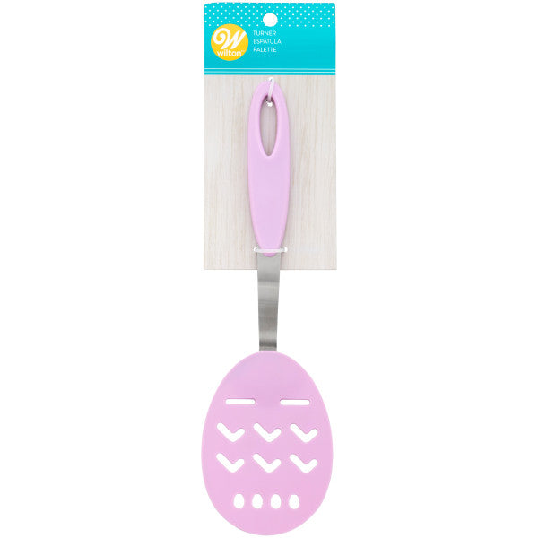 Wilton Purple Easter Egg Plastic Turner or Spatula with Silicone Handle