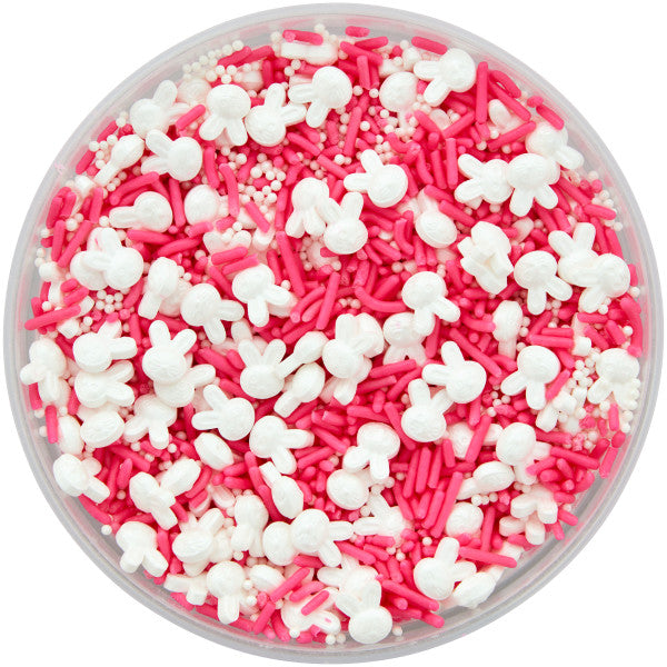 Wilton Bright Pink and White Easter Bunny and Jimmies Sprinkle Mix, 8.46 oz.