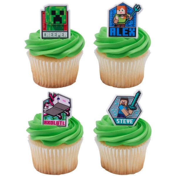 MINECRAFT Lush Finds Creeper, Alex, Steve and Axolot Cake Cupcake Rings - set of 12