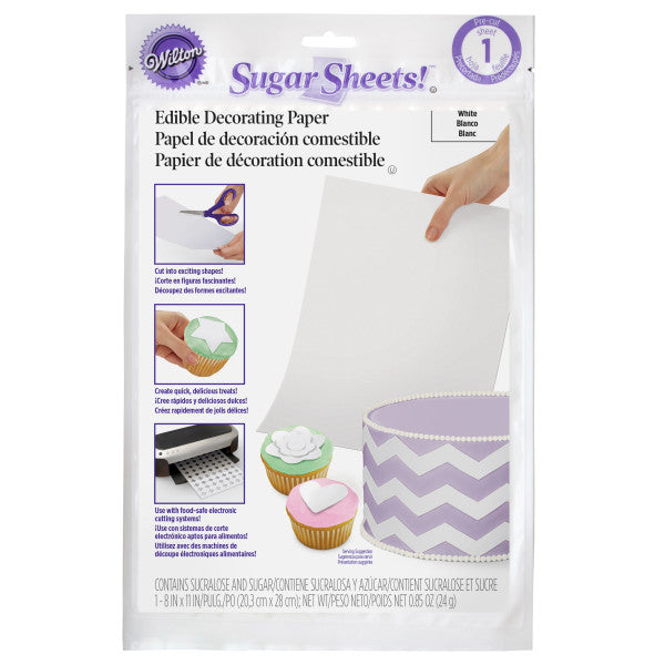 Wilton White Sugar Sheets Edible Decorating Paper - 0.85 oz. - Cake Decorating Supplies