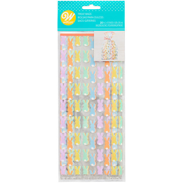 Wilton Colorful Easter Bunny Clear Resealable Spring Treat Bags, 20-Count