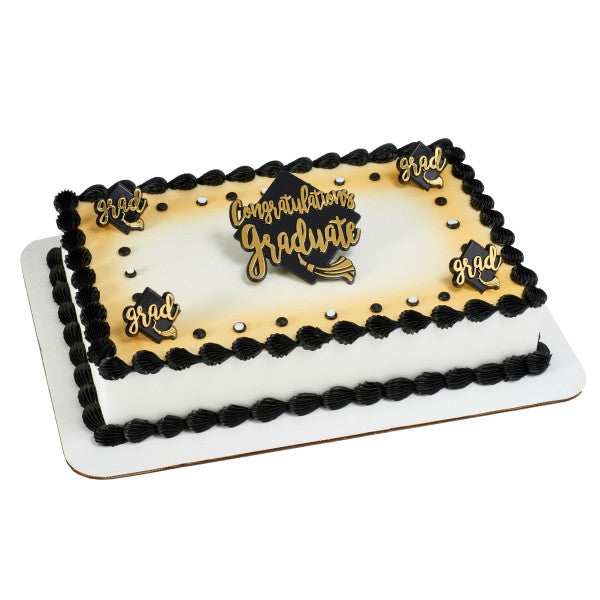 Graduation Gold and Silver Hat Cupcake Cake Pics - set of 12