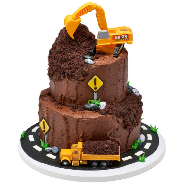Construction Dig excavator and dump truck Cake Decorating Kit