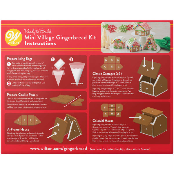Wilton Ready-to-Build Mini Village Christmas Gingerbread Kit, 13-Piece