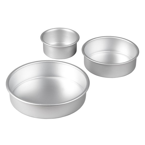 Aluminum Round Cake Pans, 3-Piece Set with 8-Inch, 6-Inch and 4-Inch Cake Pans