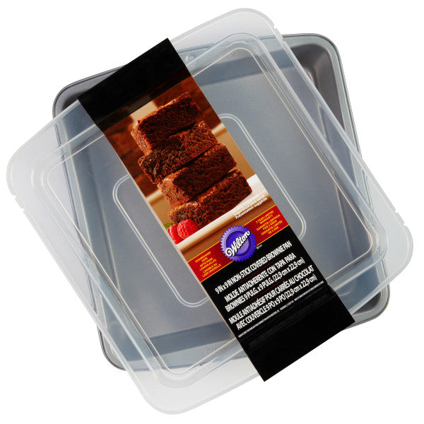 Wilton 2105-9199 Recipe Right Nonstick Brownie Pan with Cover, 9 x