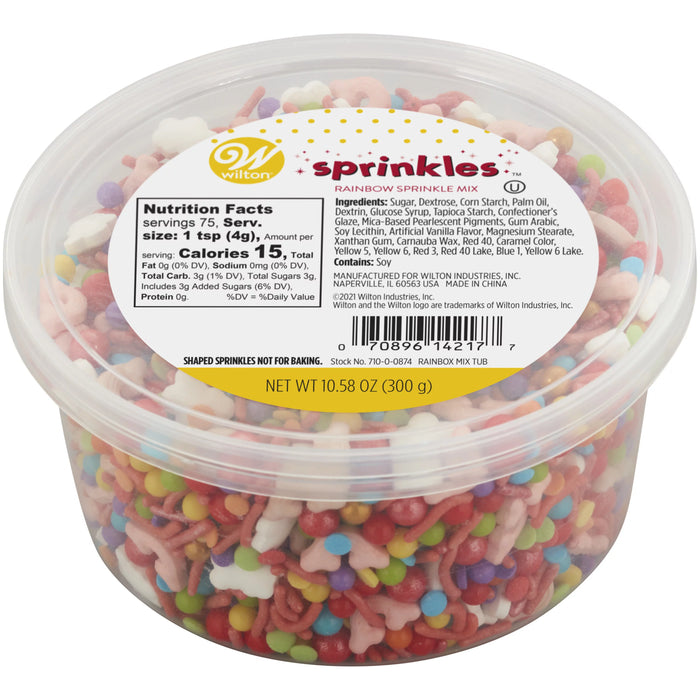 Wilton Bright and Colorful Rainbow Sprinkles Mix, 10.5 oz. Tub