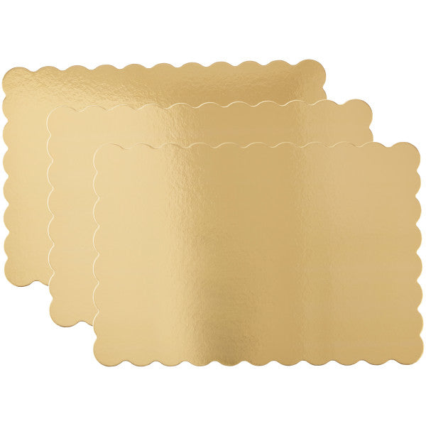 Wilton Scalloped Gold Cake Boards, 13 x 9 Inch