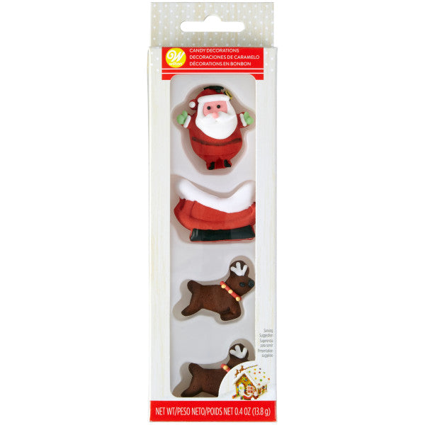 Wilton Candy Decorations 4/Pkg-Santa Sleigh Reindeer