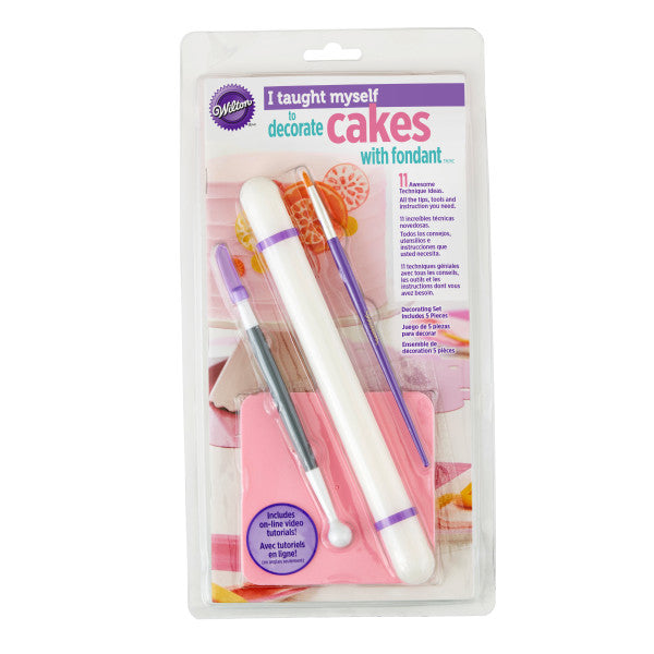 Wilton "I Taught Myself To Decorate Cakes With Fondant" Book Set - Fondant Cutter and Tools